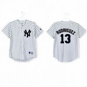 Vintage Russell Athletic New York Yankees Pinstripe Alex Rodriguez #13 Jersey M
